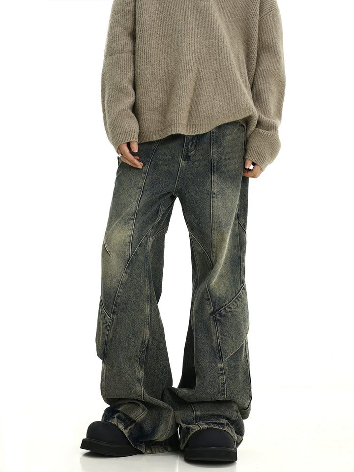 KC No. 505 Distressed Flared Drape Jeans