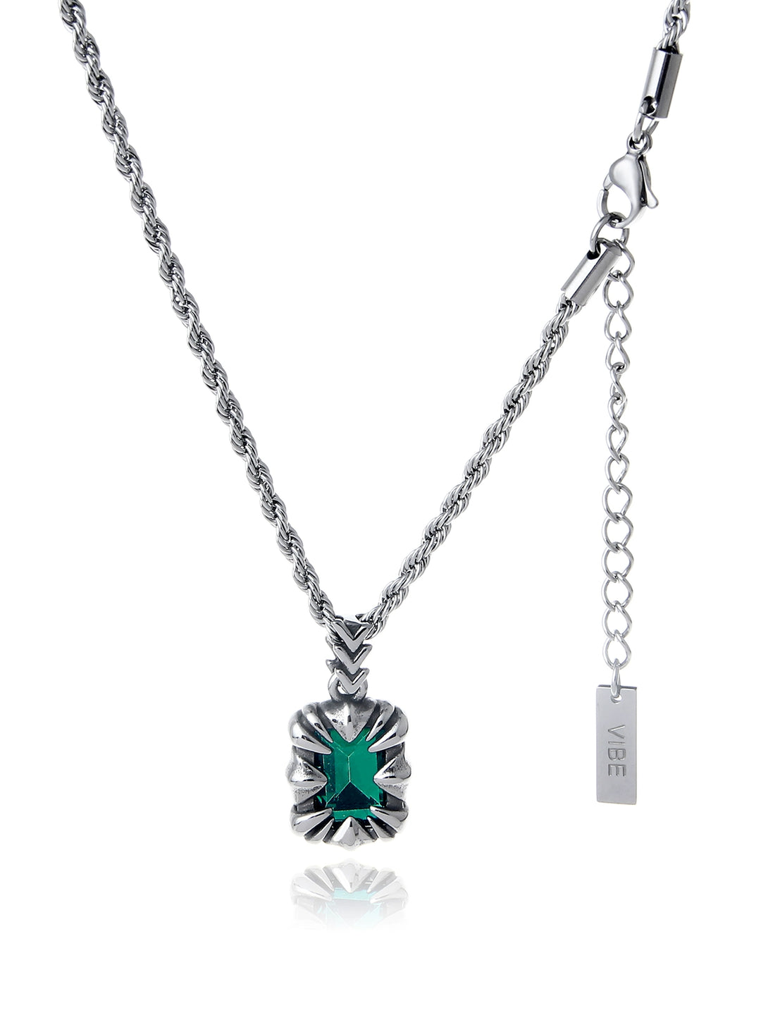 KC NO. 328 CHAIN NECKLACE WITH GREEN PENDANT |MN