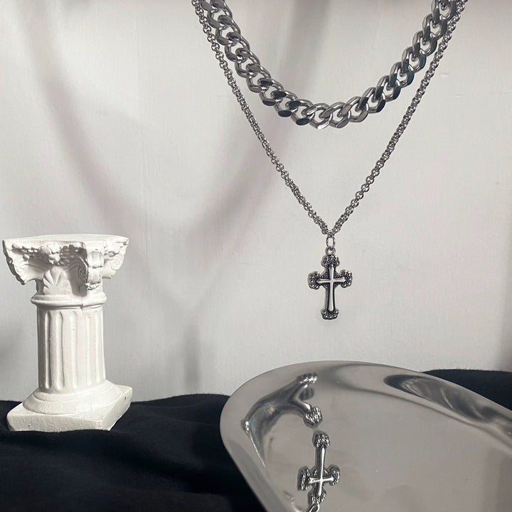 KC No. 256 DOUBLE LAYER CROSS NECKLACE |MN